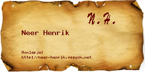 Neer Henrik névjegykártya